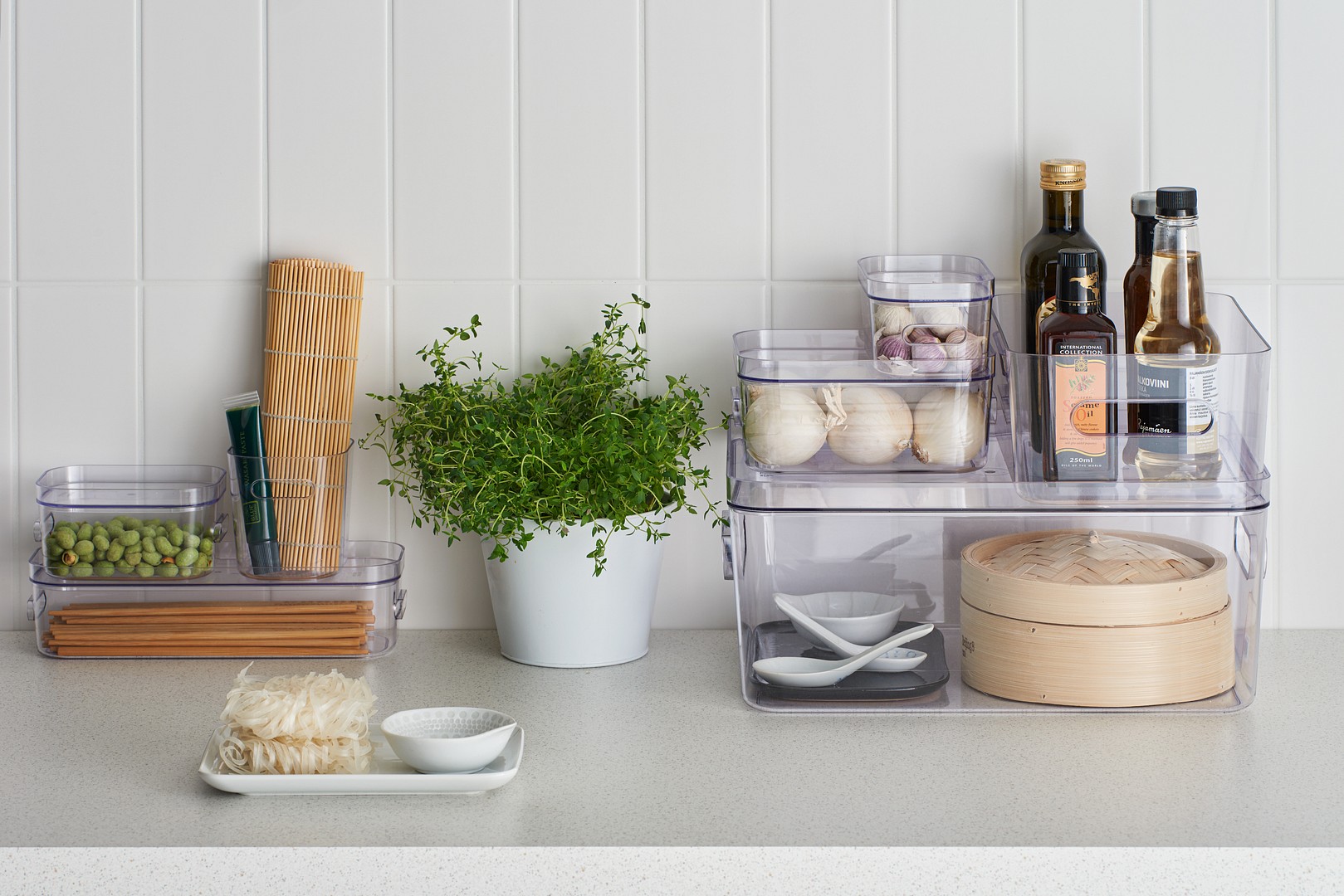 SmartStore Compact Clear storage containers a kitchen counter