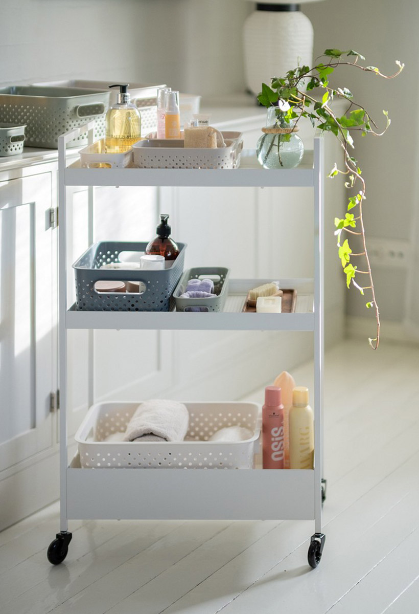 SmartStore Essence storage baskets in a bathroom cart