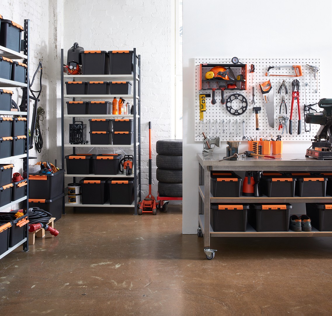 SmartStore Pro storage boxes in a garage
