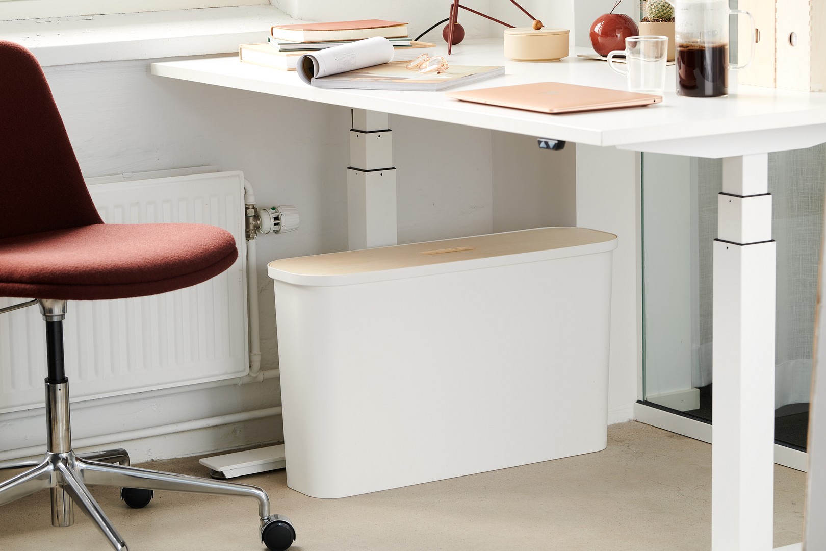 SmartStore Collect recycling bin under an office desk